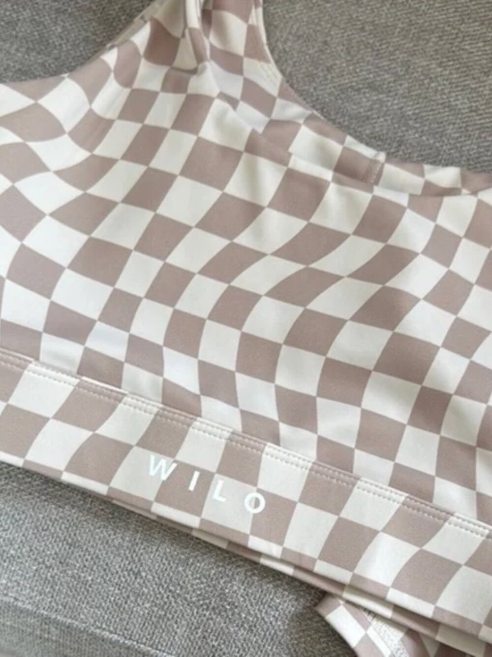 NWT Wilo the Label Wave Print Checker Sports Bra and Biker Short Active Set XS - Picture 6 of 9